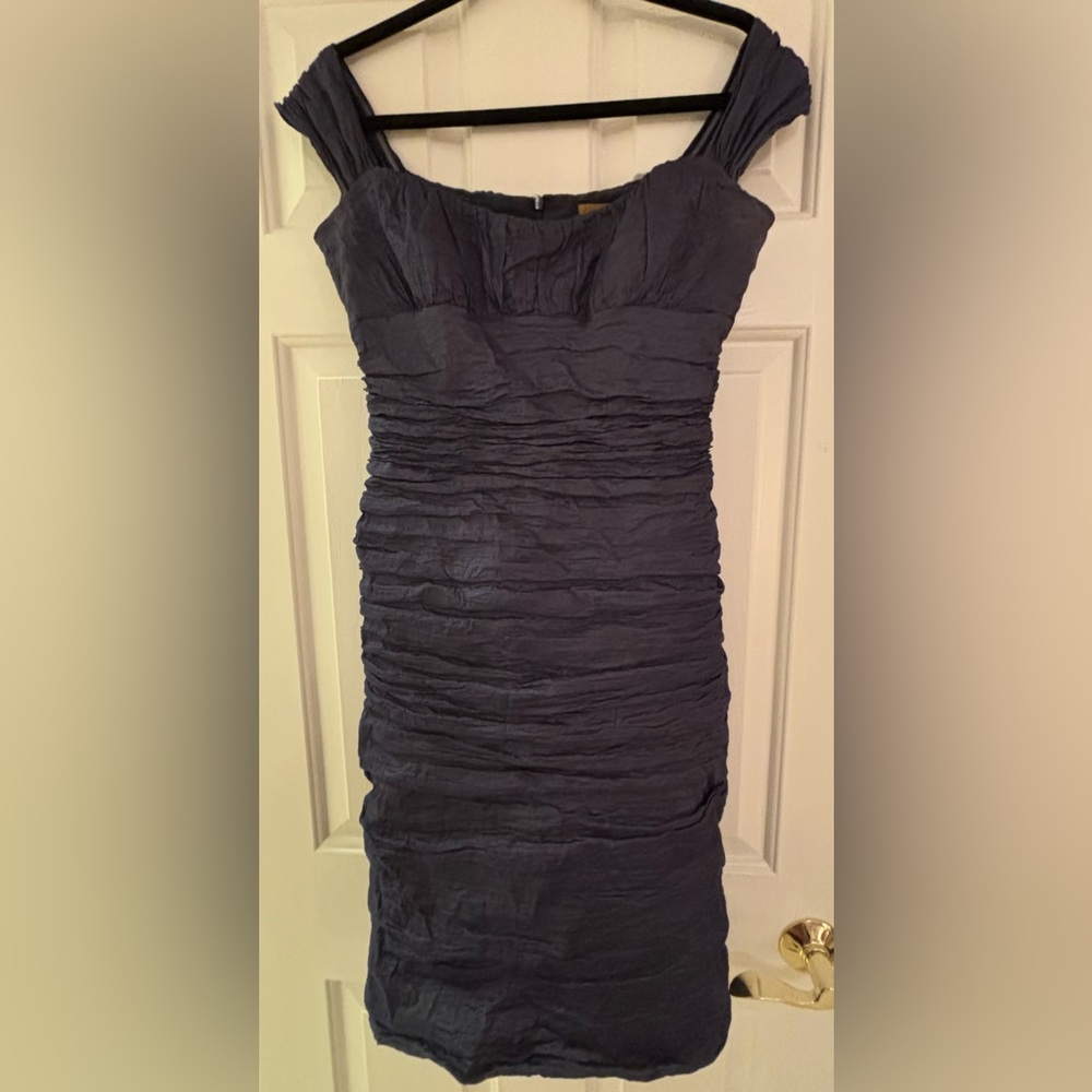 Nicole Miller Blue Metallic Cocktail Dress